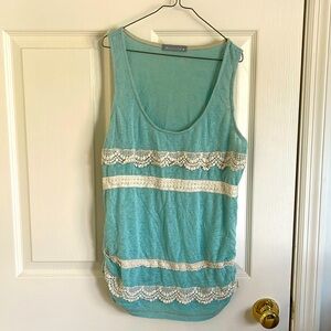 Olivia Moon turquoise and lace tank